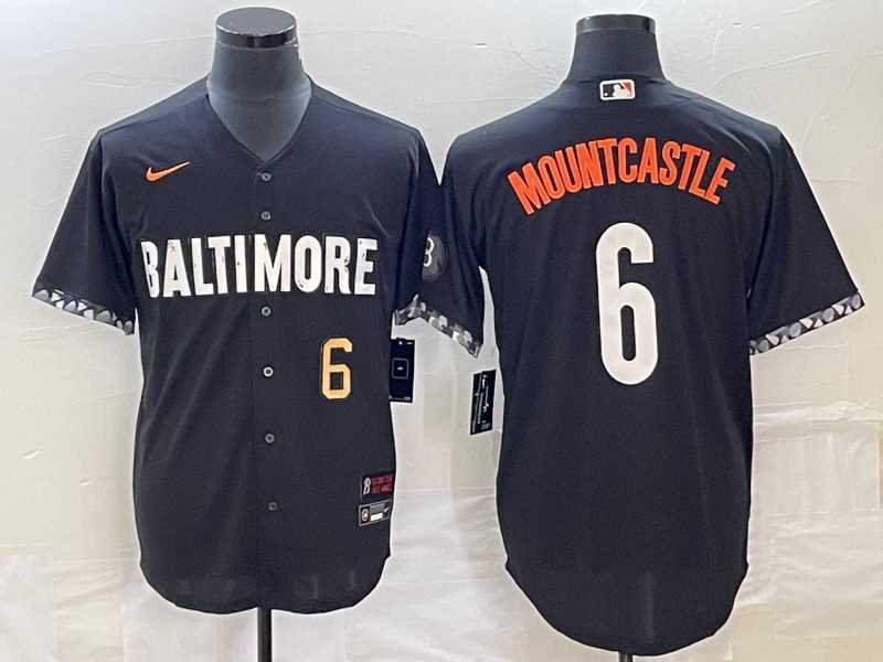 Mens Baltimore Orioles #6 Ryan Mountcastle Number Black 2023 City Connect Cool Base Stitched Jersey